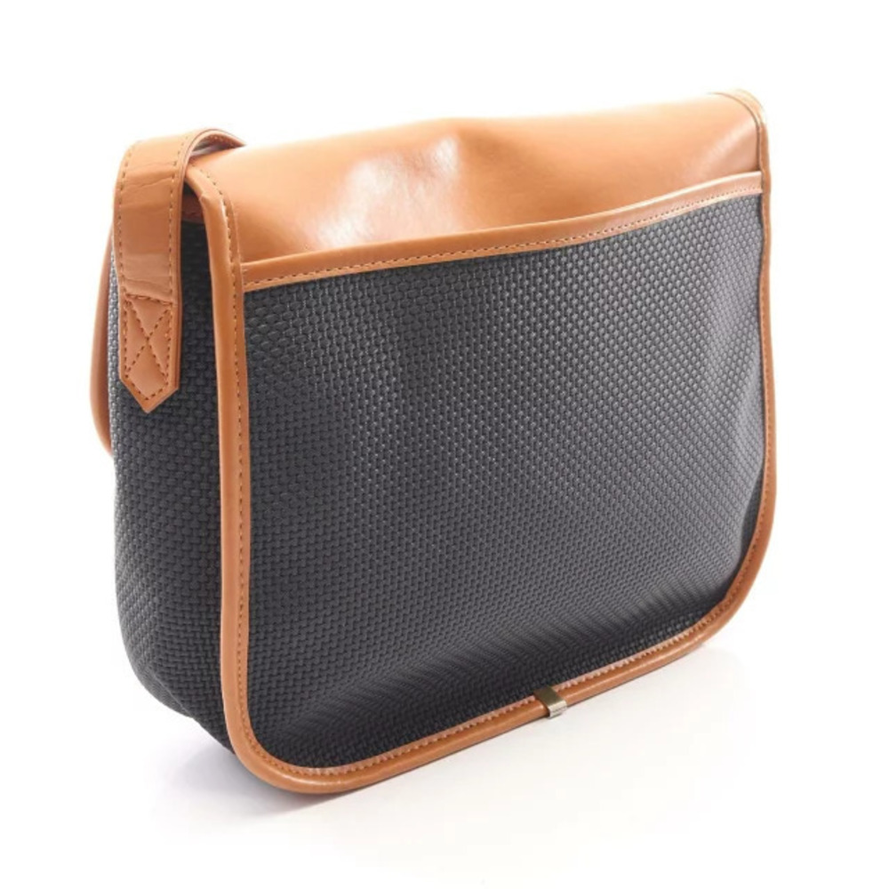 Saint Laurent Canvas Brown Leather Black Yves Shoulder Bag Brown Black
